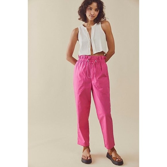 sz 0 NEW L.F.MARKEY Hugo Trousers By L.f.markey At Free People Paperbag Fuchsia - Picture 1 of 9